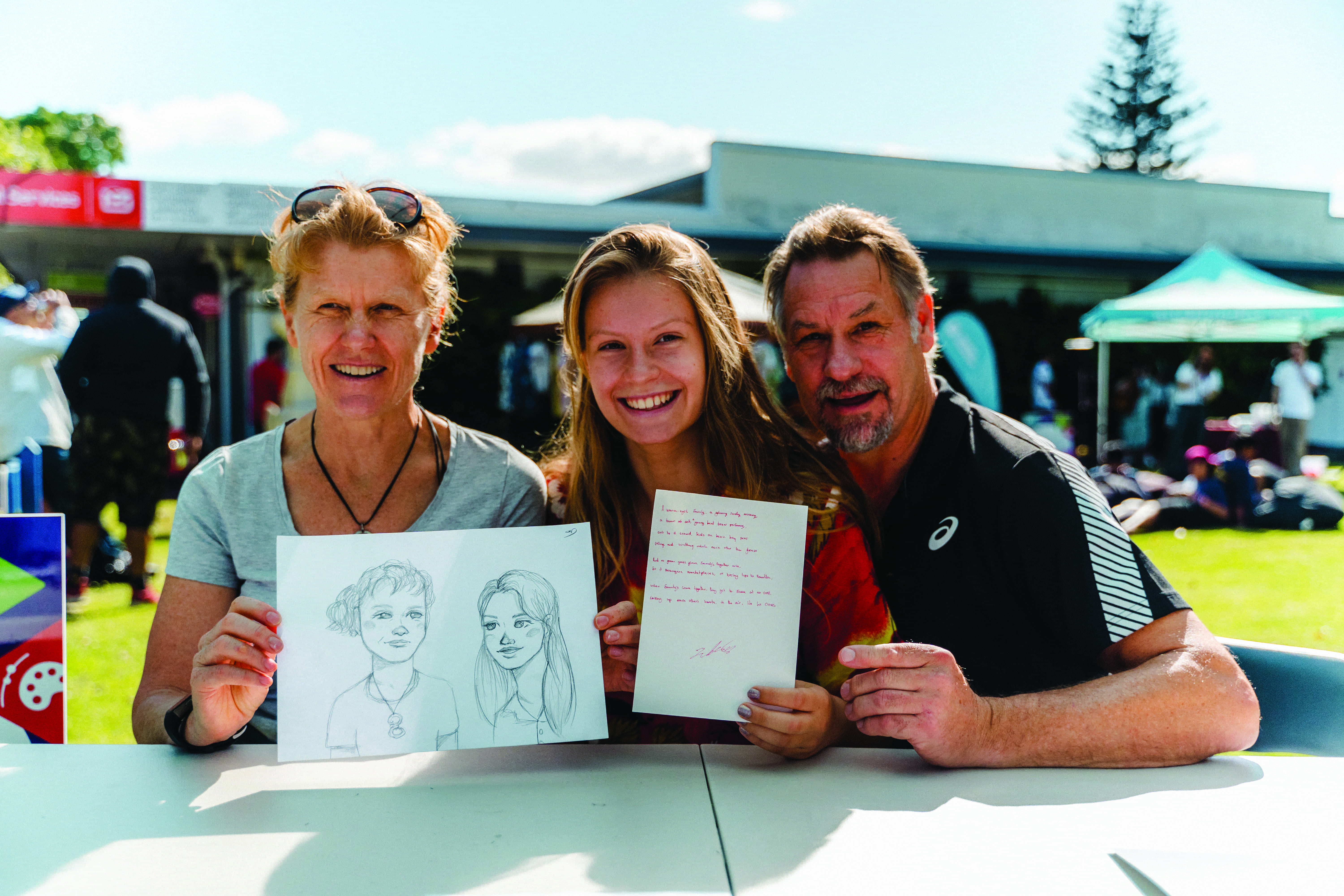 Young artist sketching a portrait at an event