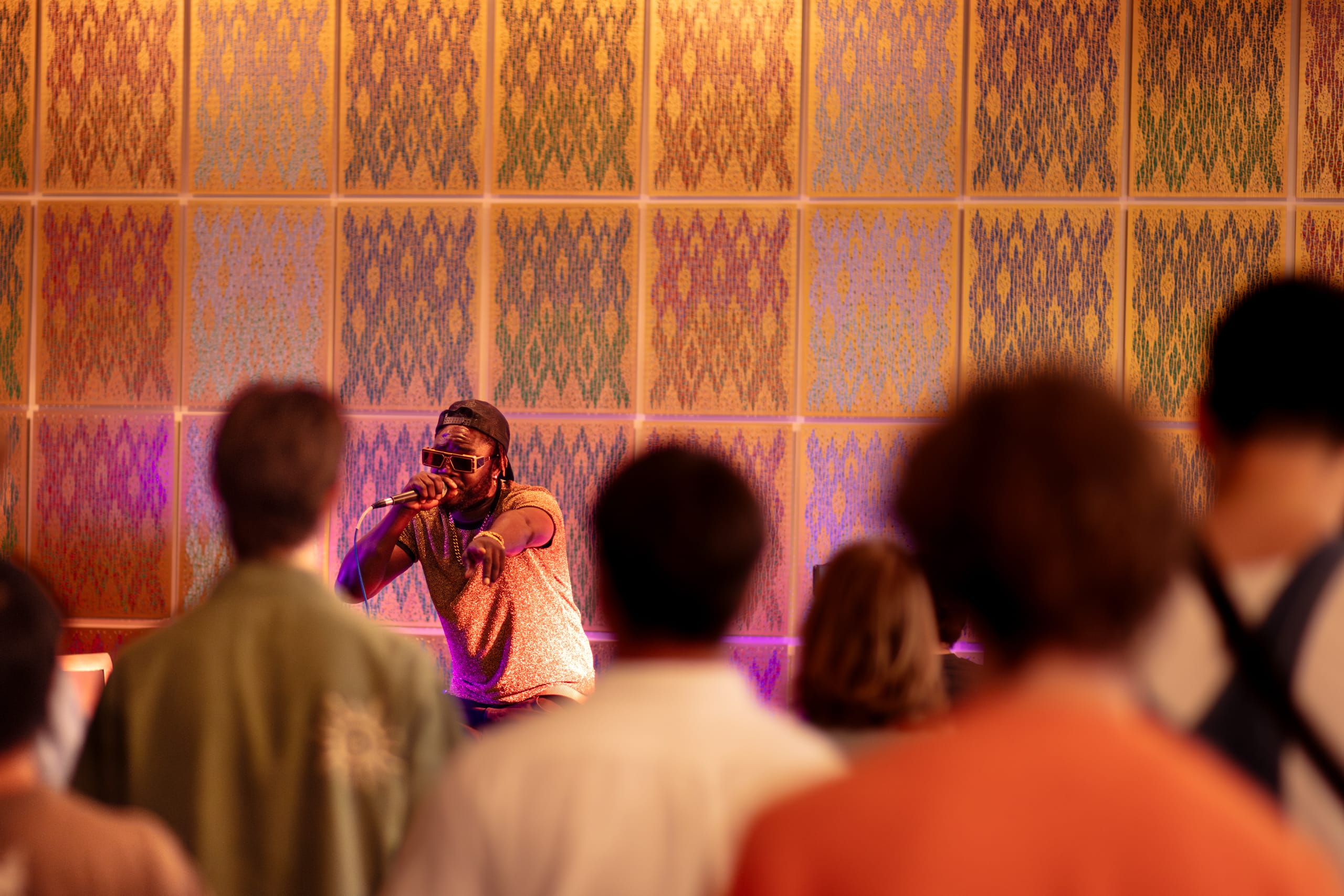 Rangatahi performer at an intimate open mic